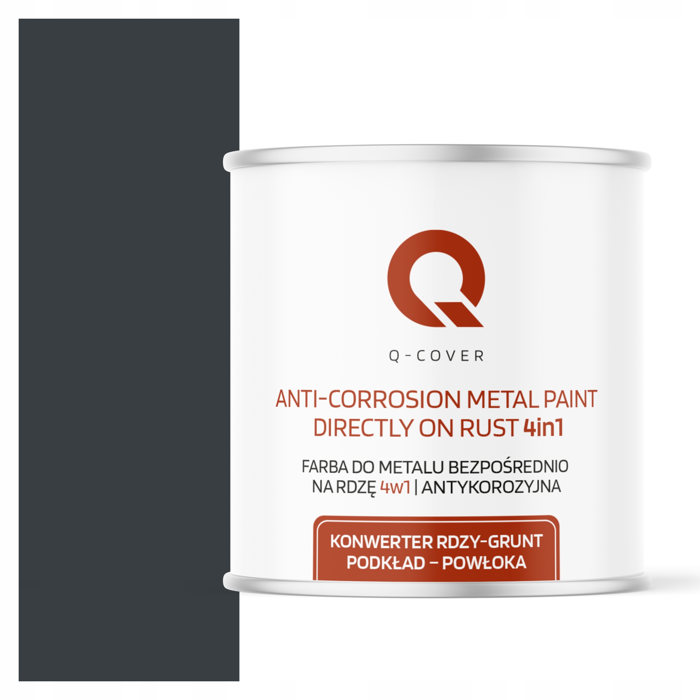 Farba Do Metalu Na Rdzę Ocynk Aluminium Stal 4w1 Antracyt Ral 7016 Mat 2.5L