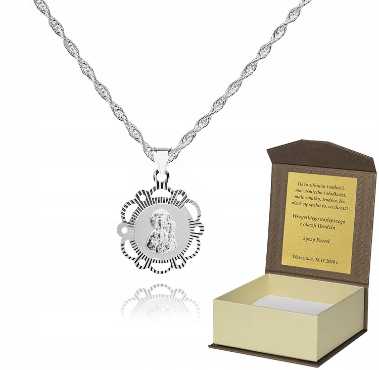 925 Stříbrný řetízek medailonek Dedikace 45 cm LM56