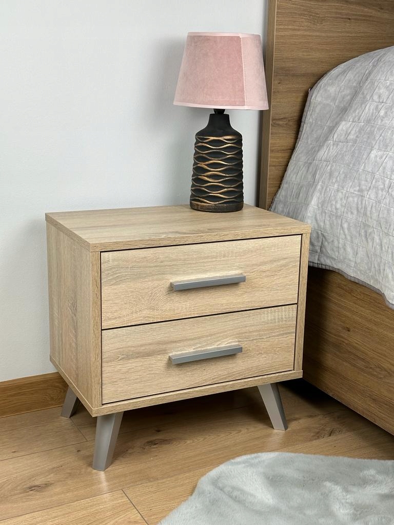 nočný stolík 45 cm, 2 zásuvky, dub sonoma