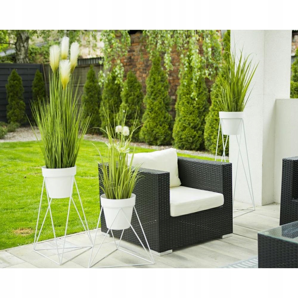 Nowoczesny kwietnik stojący 60 cm biały wytrzymały Typ wolnostojący