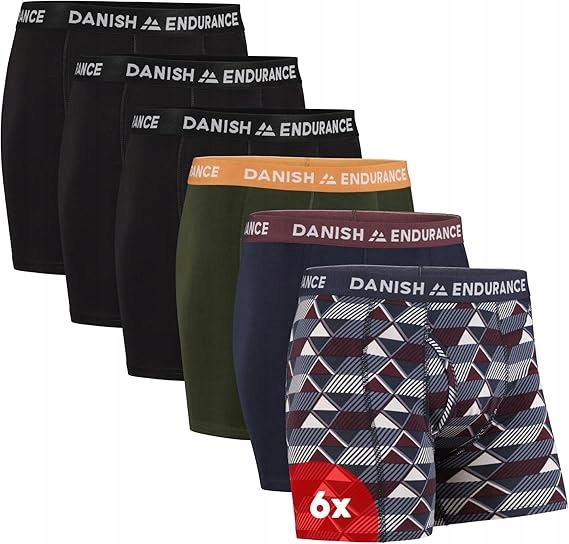 Danish Endurance Pánské boxerky s rozparkem bavlna 95%, 6-Pak vel. M