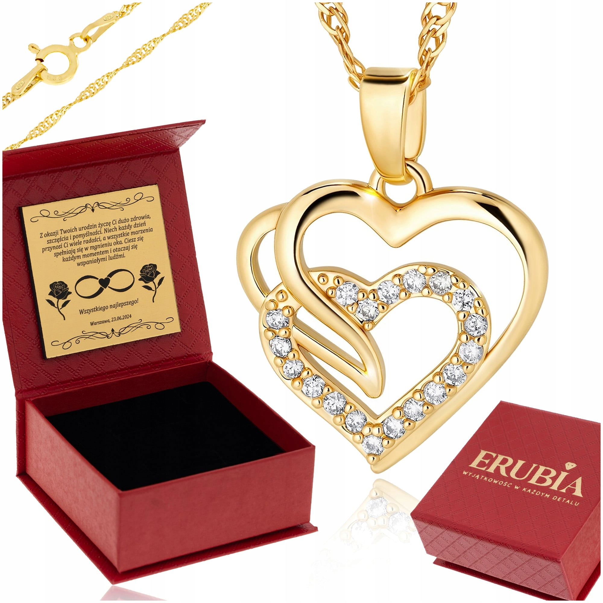 Zlatý Řetízek Srdce, Srdíčko Se Zirkony Pro Ni Na Vánoce Gravírování