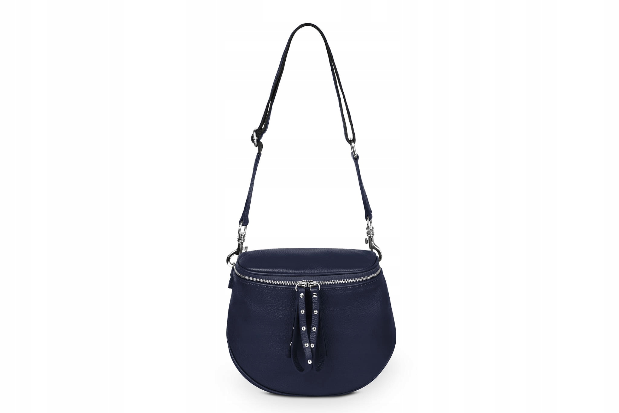 Torebka Skórzana Vera Pelle Misio Granatowa Wysokość 20 cm