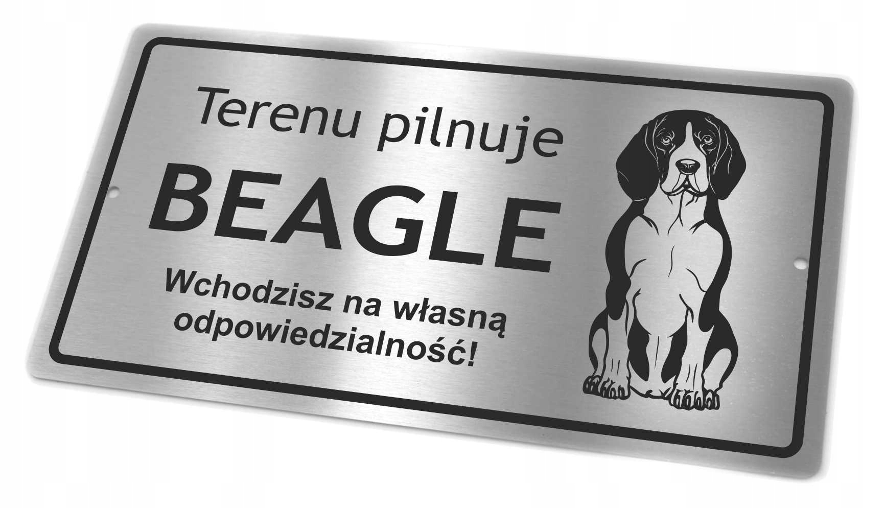 

Tabliczka stalowa Inox Uwaga Pies Beagle
