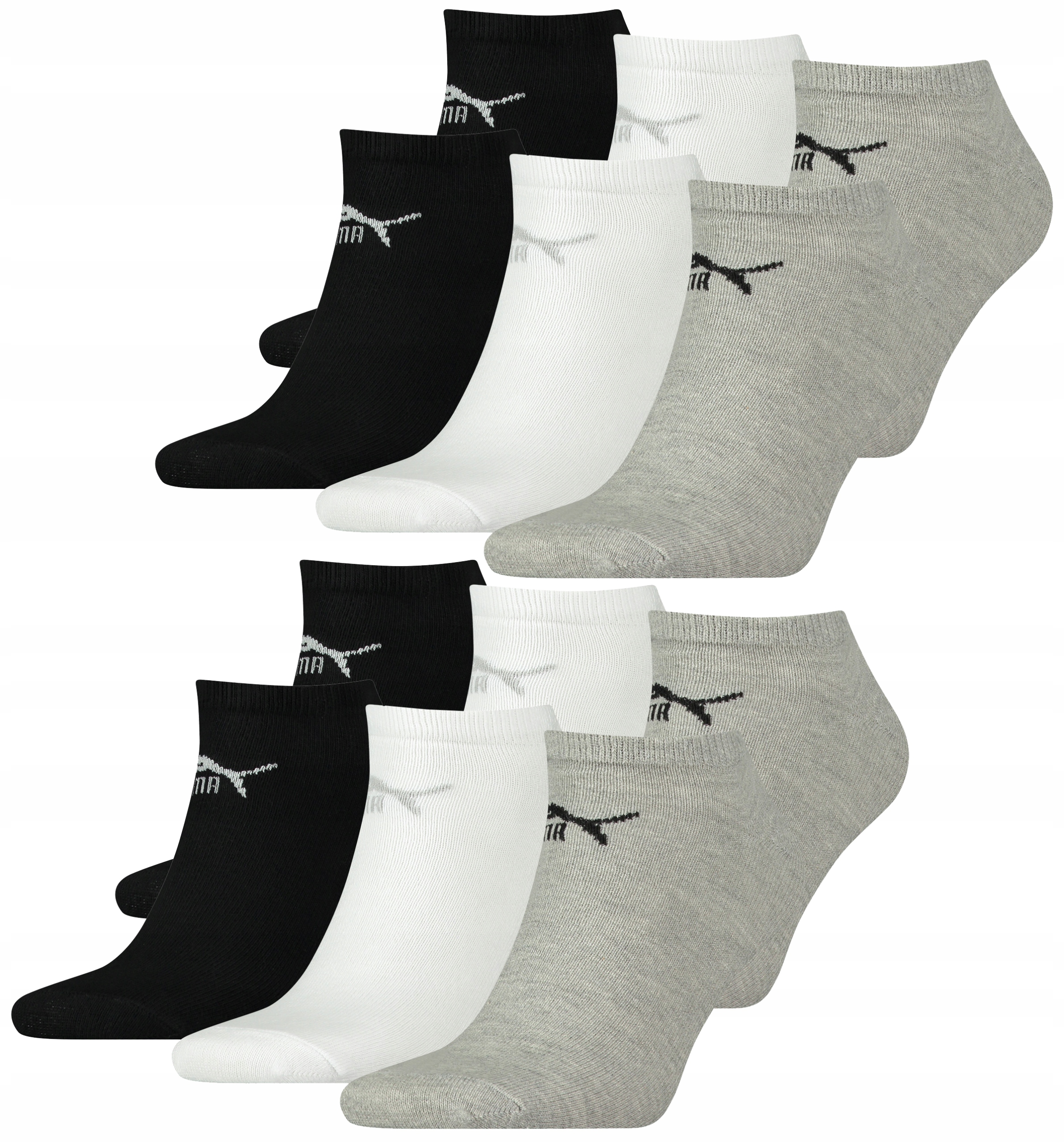 

6x Puma Skarpetki Stopki Czarne Białe Szare 39-42