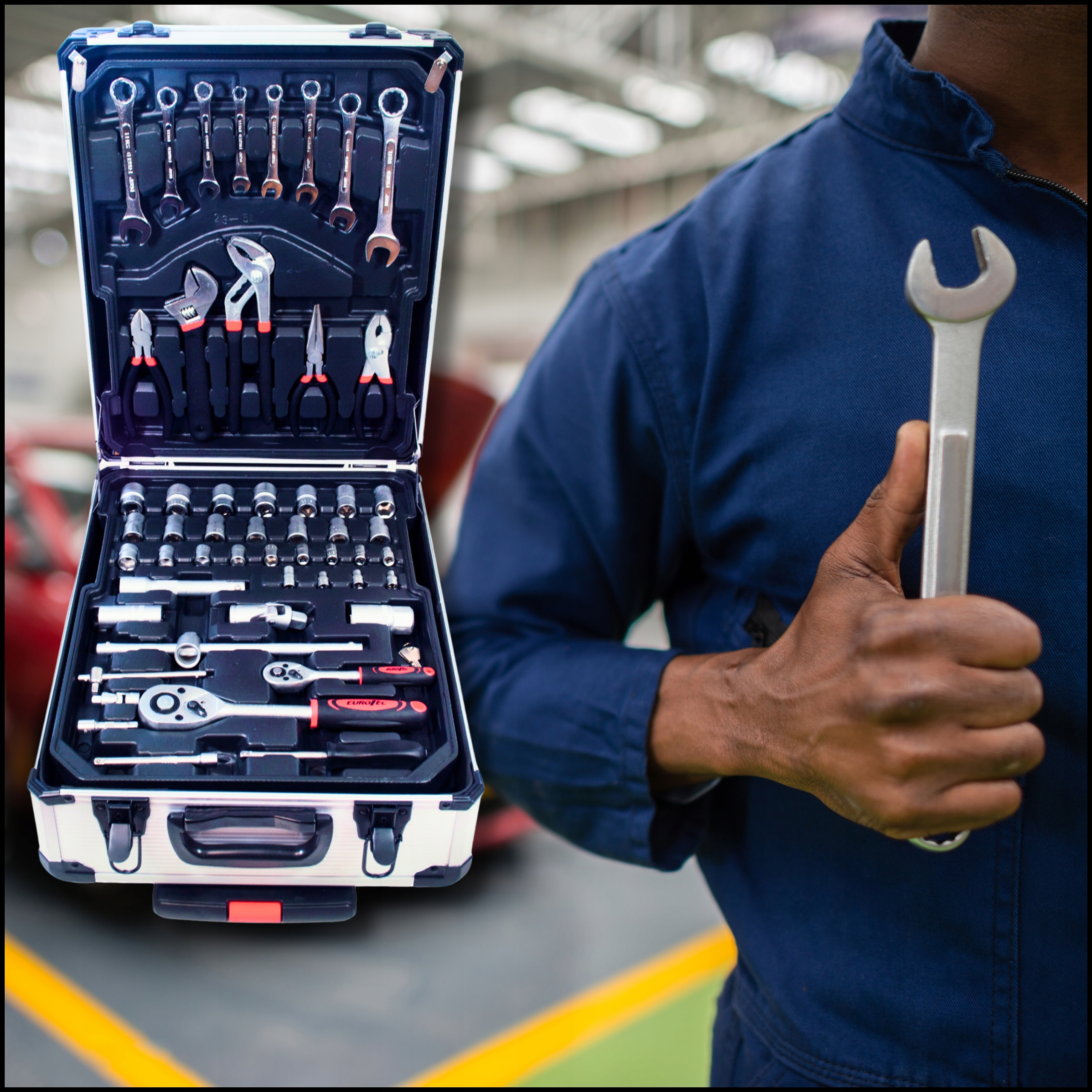 DUŻY ZESTAW NARZĘDZI KLUCZY 263 EL WALIZKA NARZĘDZIOWA KLUCZE I ELEMENTY Liczba elementów w zestawie 263