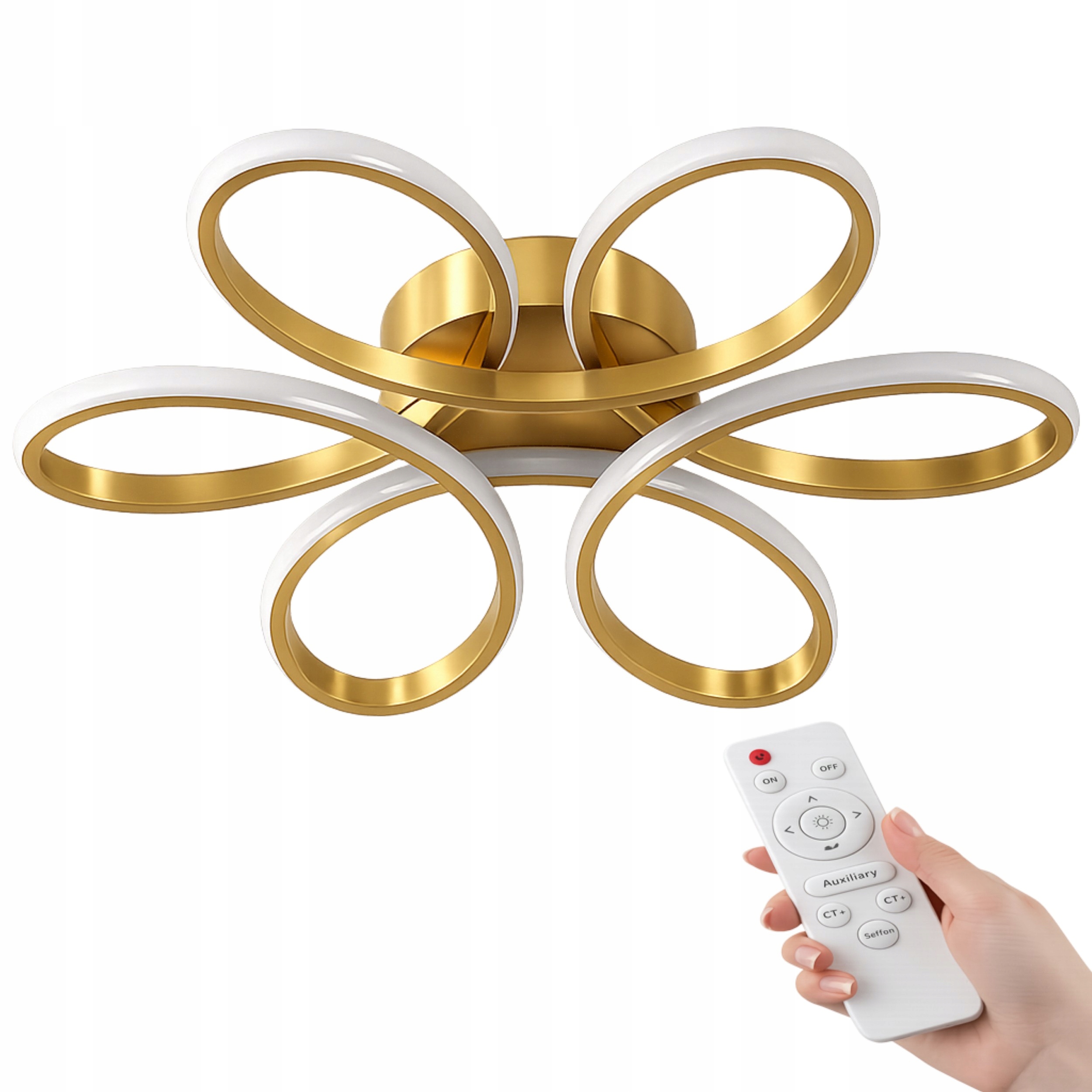 Závesná Stropná Lampa Zlatý Luster 60CM Diaľkový Ovládač 3 Farby Led Moderná