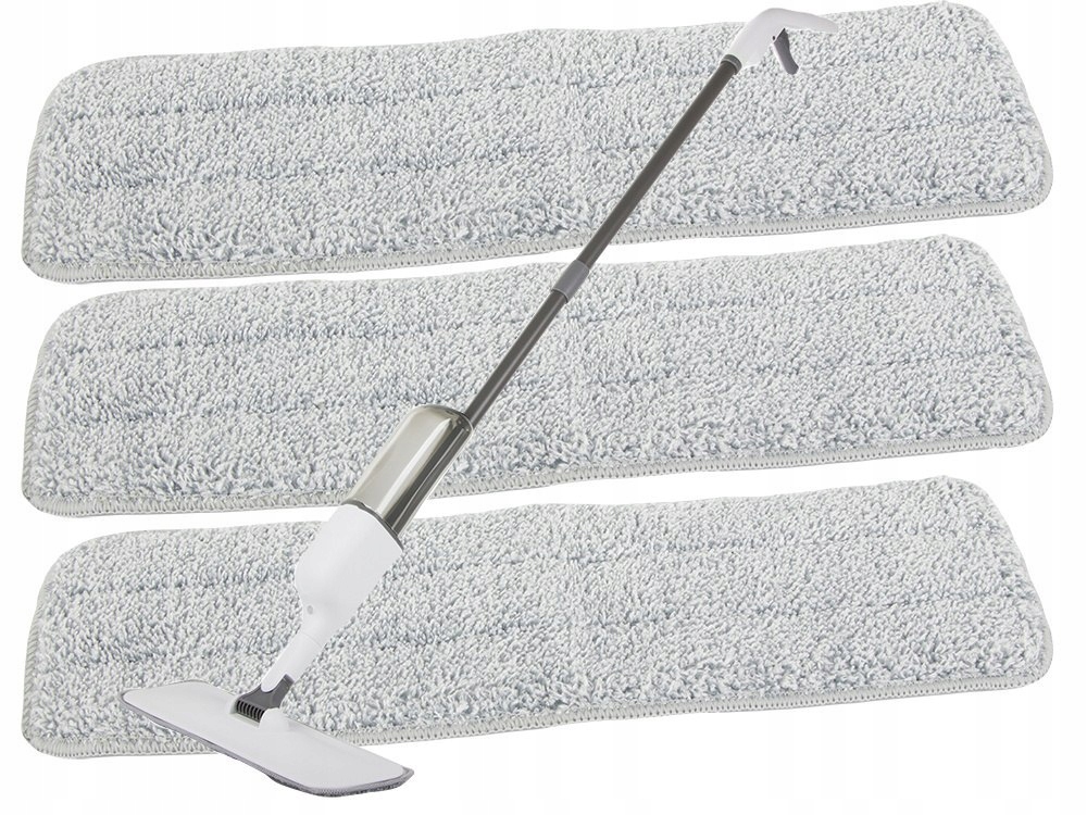 Tekutý rozprašovací mop bílý, rotační, robustní sprej, 3 x náhradní náplně