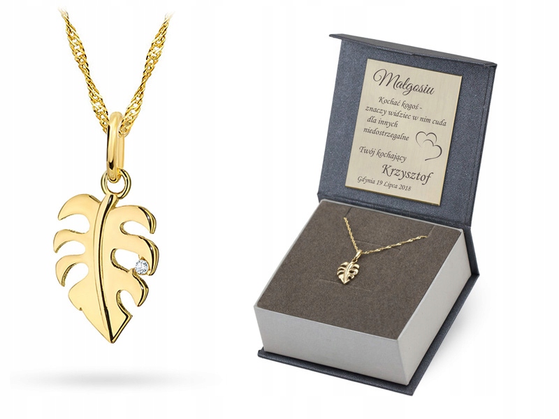 Zlatý Náhrdelník pr.585 List Monstery Zirkon 42 cm