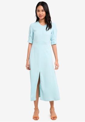 Topshop Šaty MIDI Koktejlová Modrá Bez Zad 40 L Rzm L