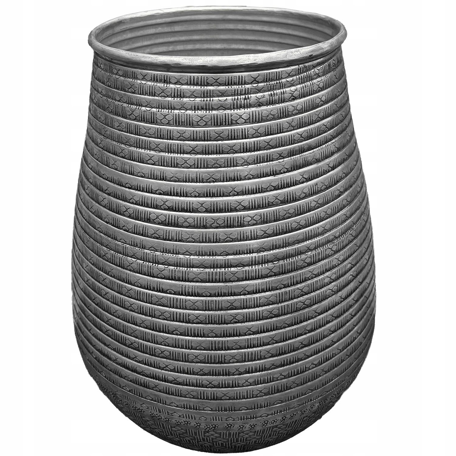 Váza Na Květiny Kovová Stříbrná 31 cm kytice loftová do obývacího pokoje ozdoba