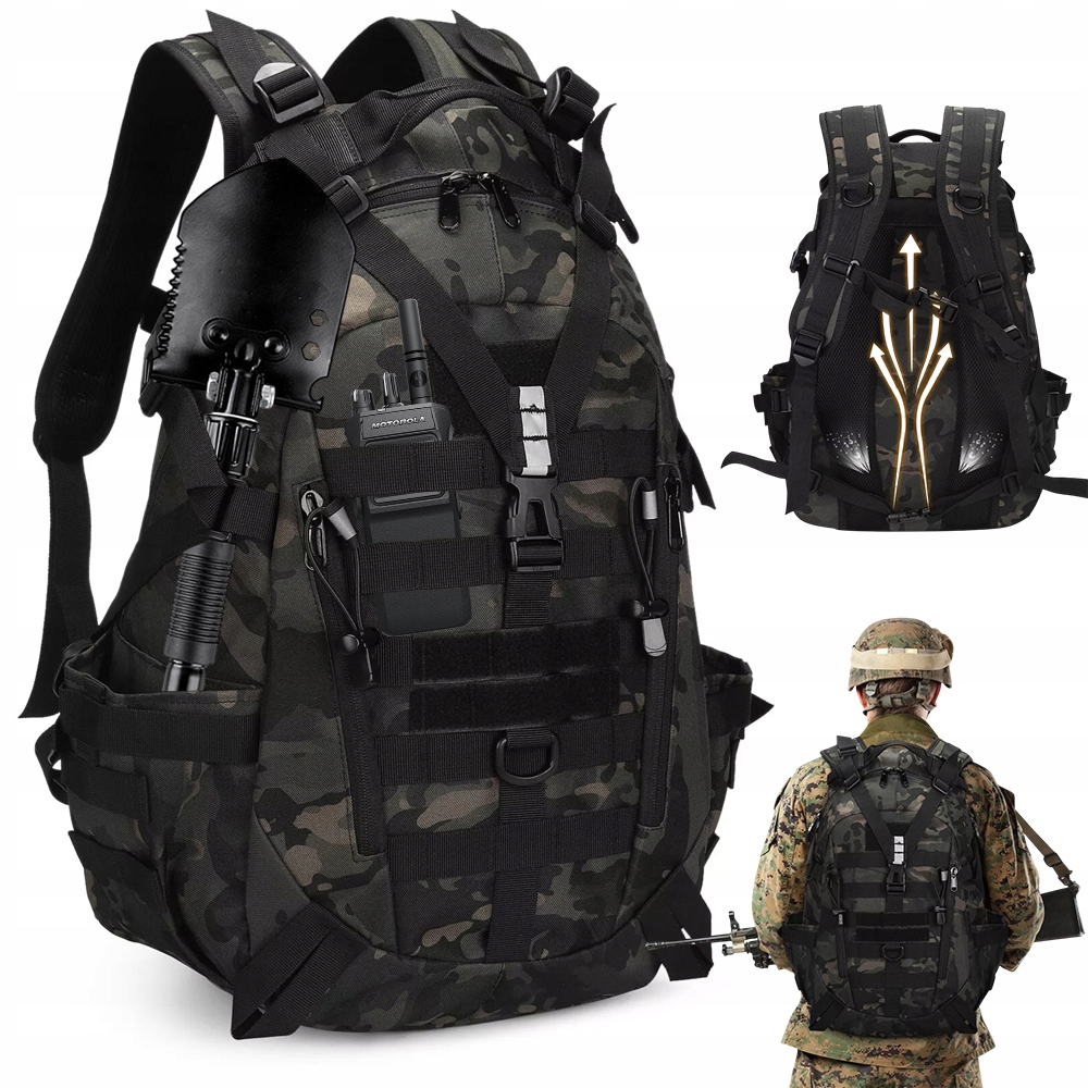 Plecak Wojskowy Taktyczny Kamuflaż Militarny Męski Damski Survivalowy 40L
