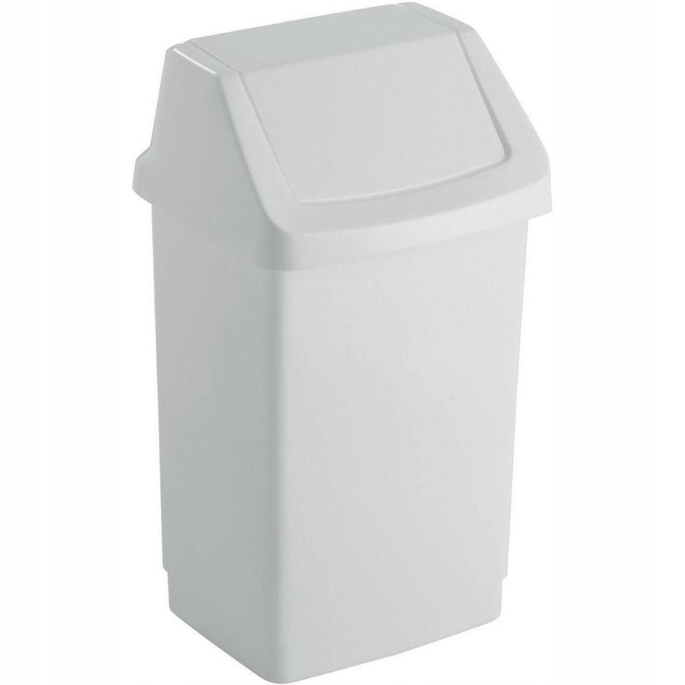 Levně Koš odpadkový 25 l, bílý s hranatým výklopným víkem