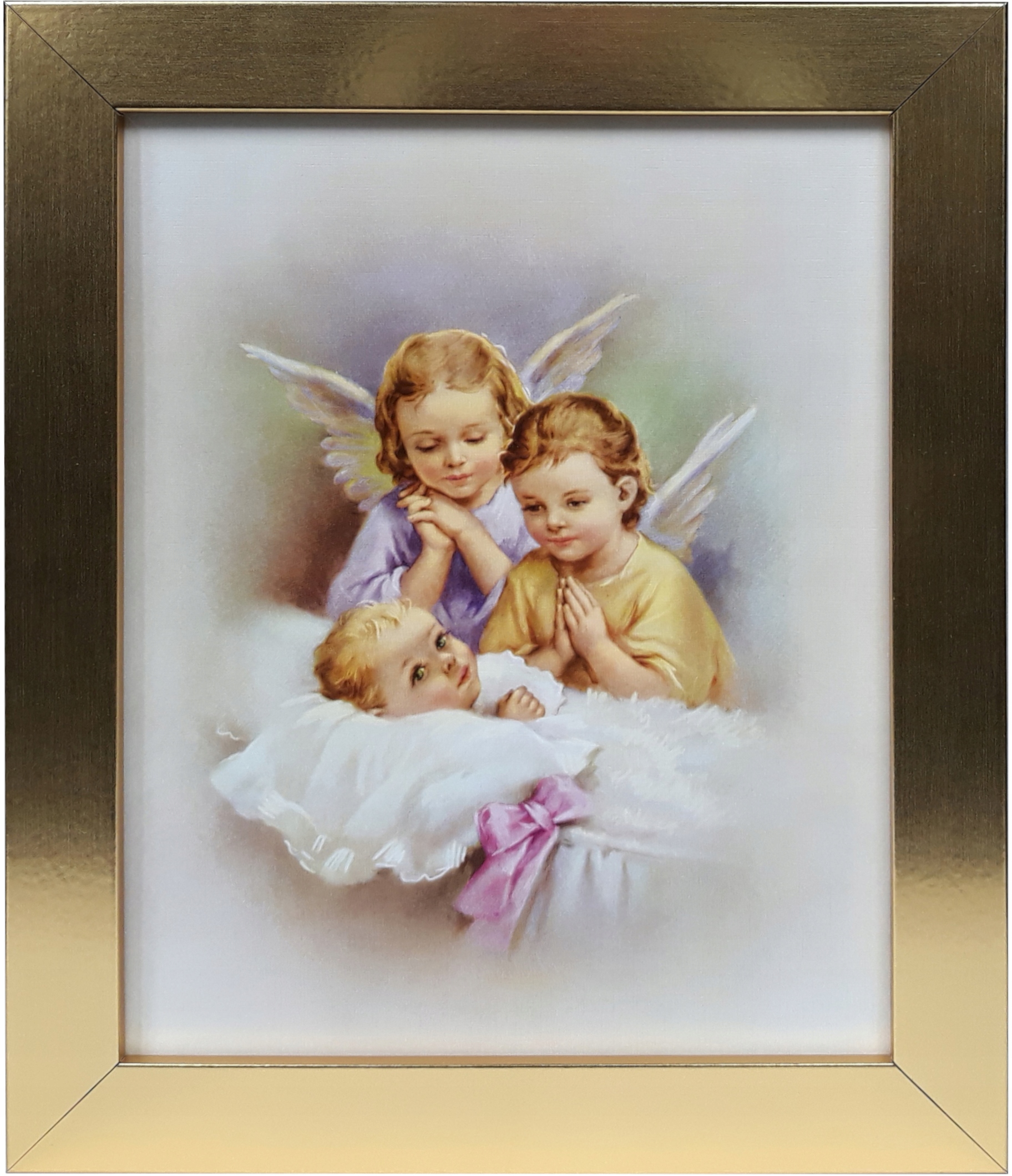 OBRAZ 30x25 ANIOŁ STRÓŻ ANIOŁEK ZŁOTA RAMA