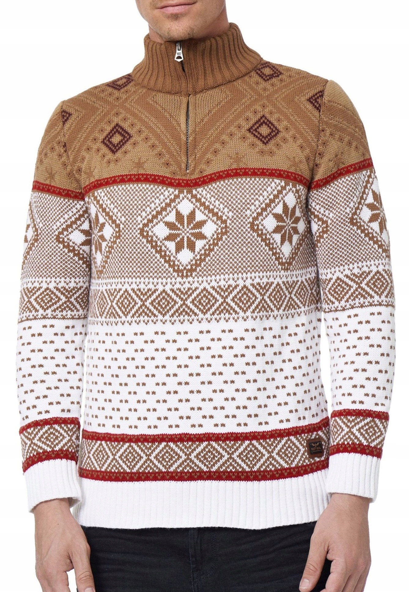 Pánský svetr norský vánoční rozepínací elegantní Rolák Se Stojáčkem L