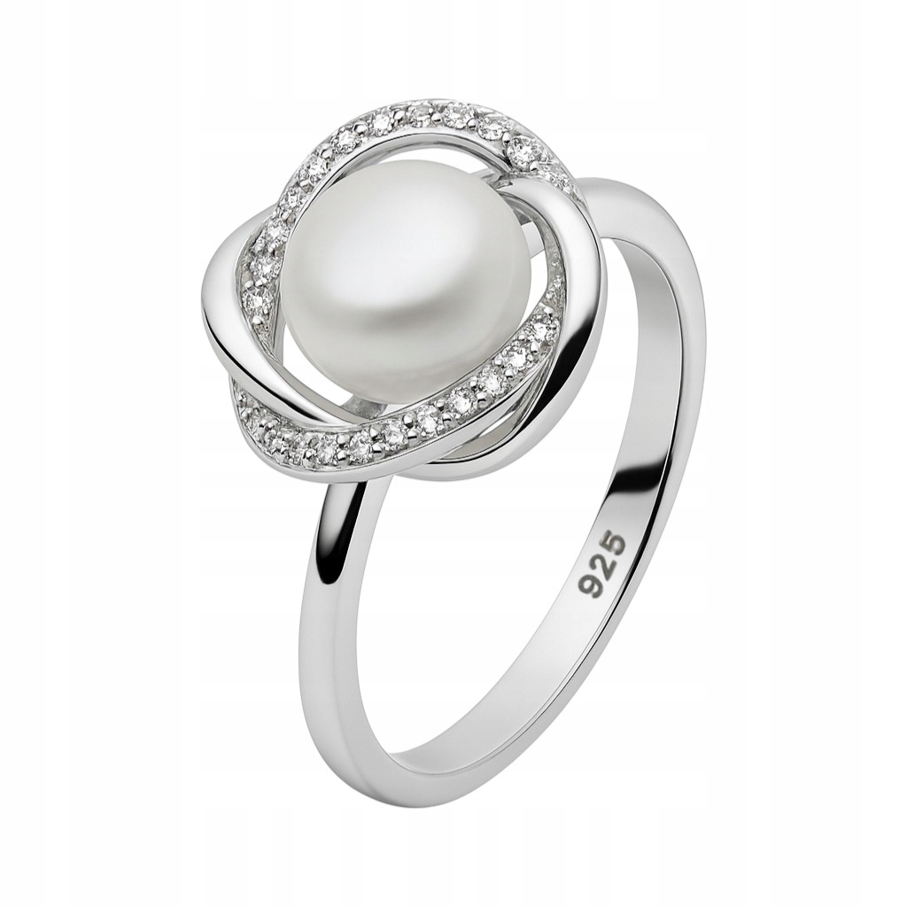 Stříbrný Prstýnek Ag 925 s perlou a kubickou zirkonií IM0030925RR Vel. 15