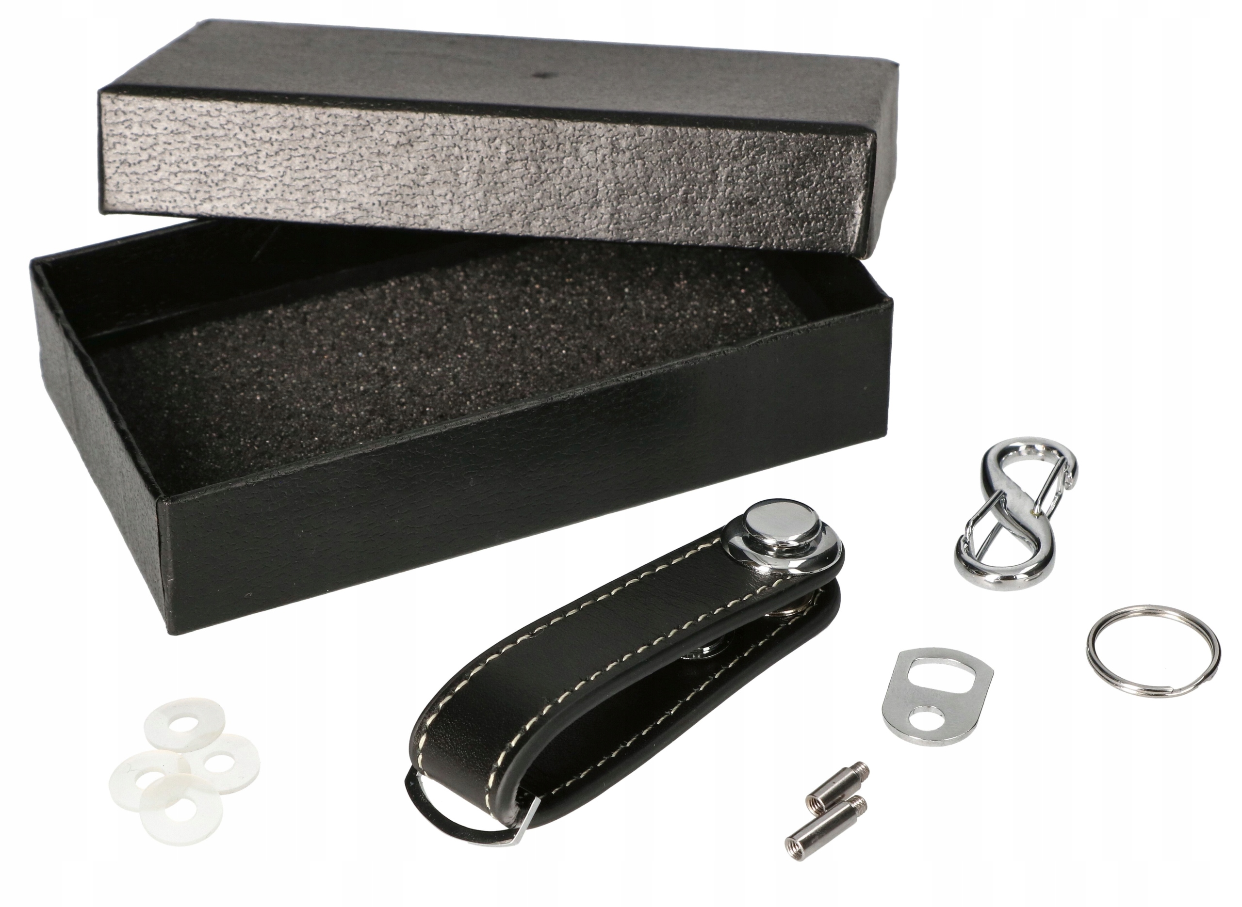 KOMPAKTOWY BRELOK ORGANIZER DO KLUCZY SKÓRZANY