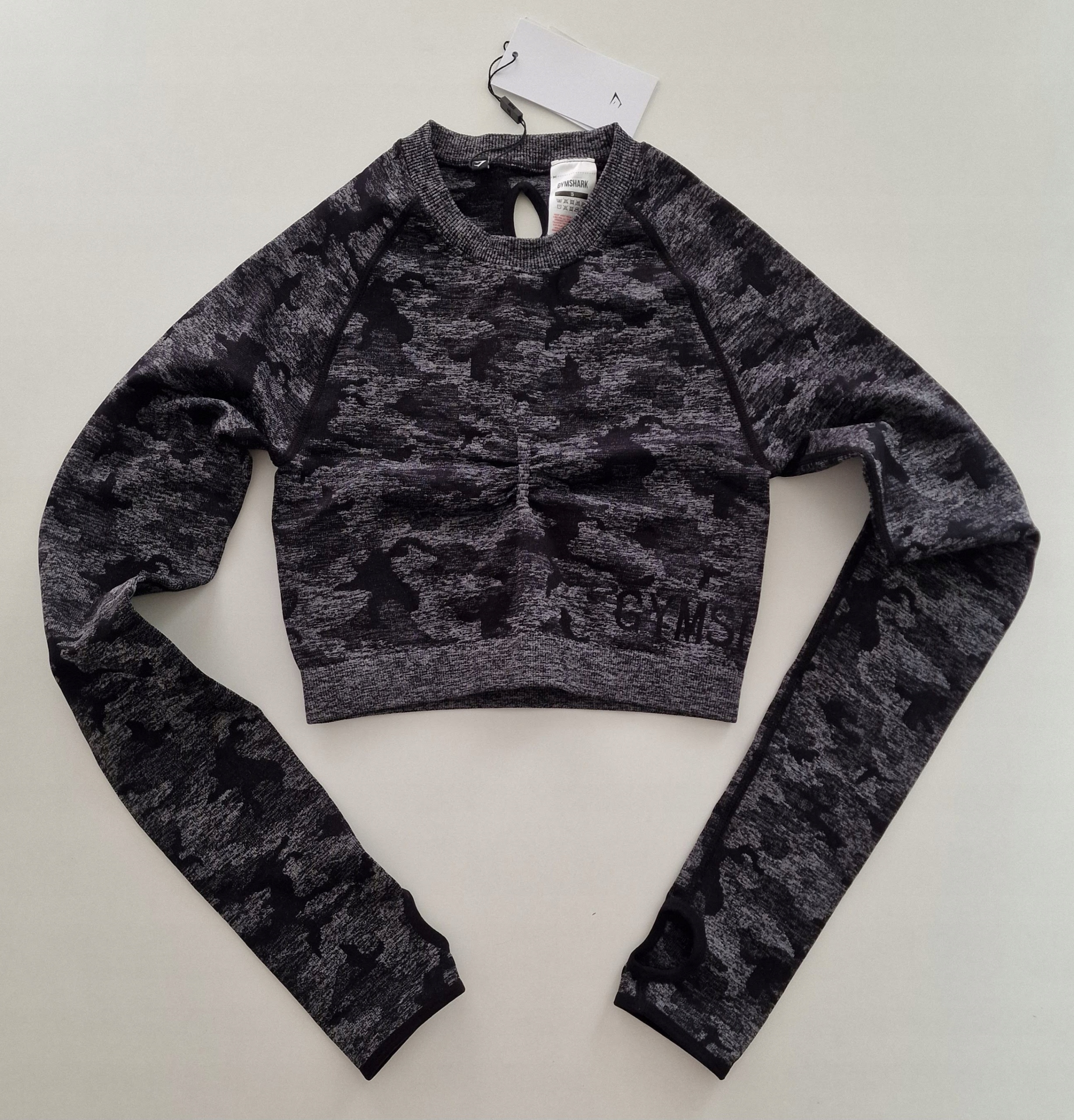 Gymshark Top sportowy treningowy Koszulka 36 S camo seamless