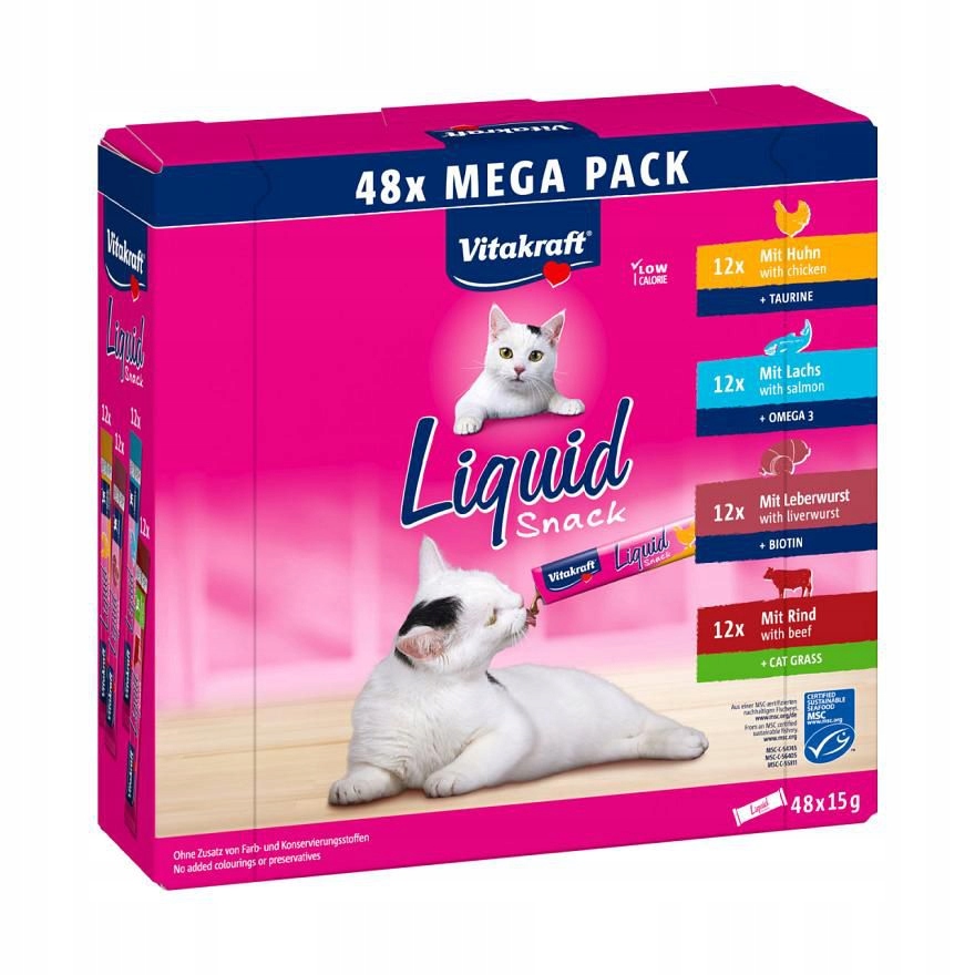 Vitakraft Liquid Snack Big Pack – 48 Kusů X 15 G