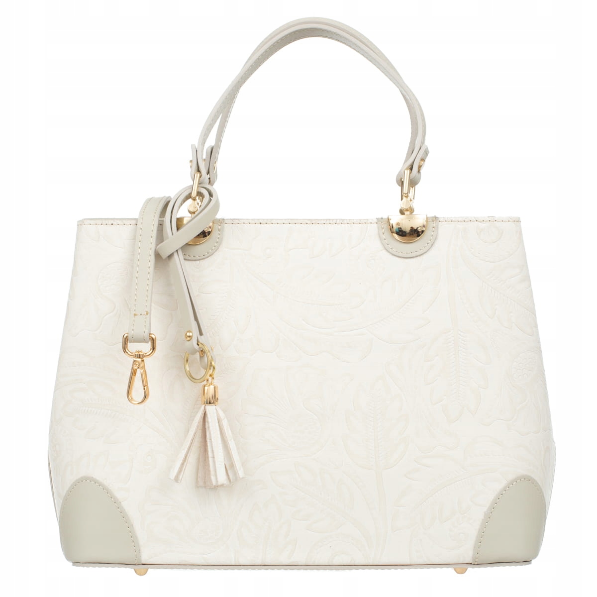 Kožená kabelka Vezze Pianta Ecru