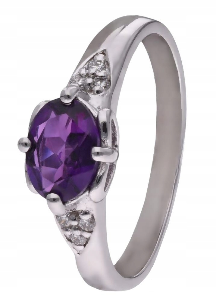 Prstýnek Ag 925 ametyst s diamantem CVD-3365-R-AM, vel.