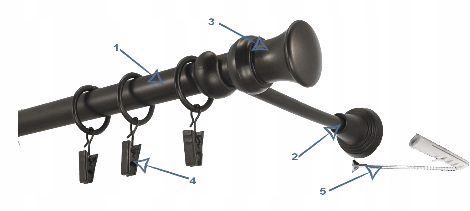 Karnisz metalowy fi 16 pojedynczy 140 cm Materiał wykonania metal