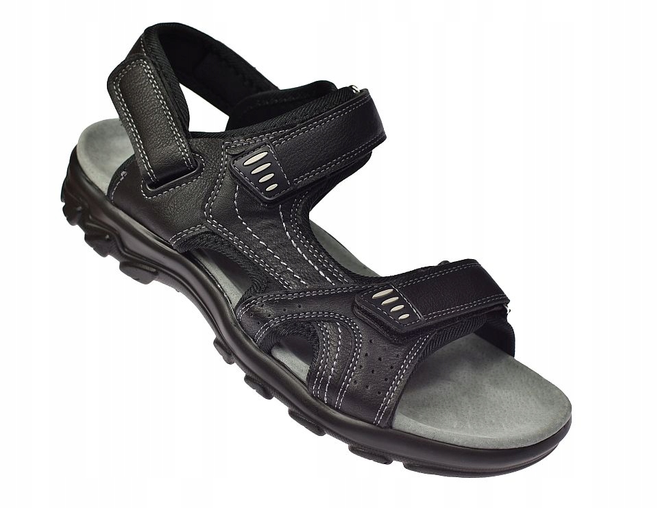 Pánské sandály na suchý zip s regulací nártu, pásky, stélka, kůže 1294BK, vel. 41