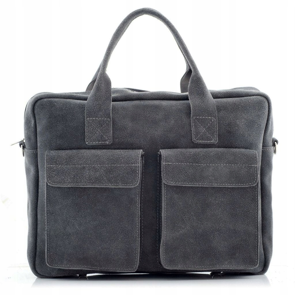 Belveder šedá Taška na notebook 15,6" kožená Vintage Retro semišová BV82