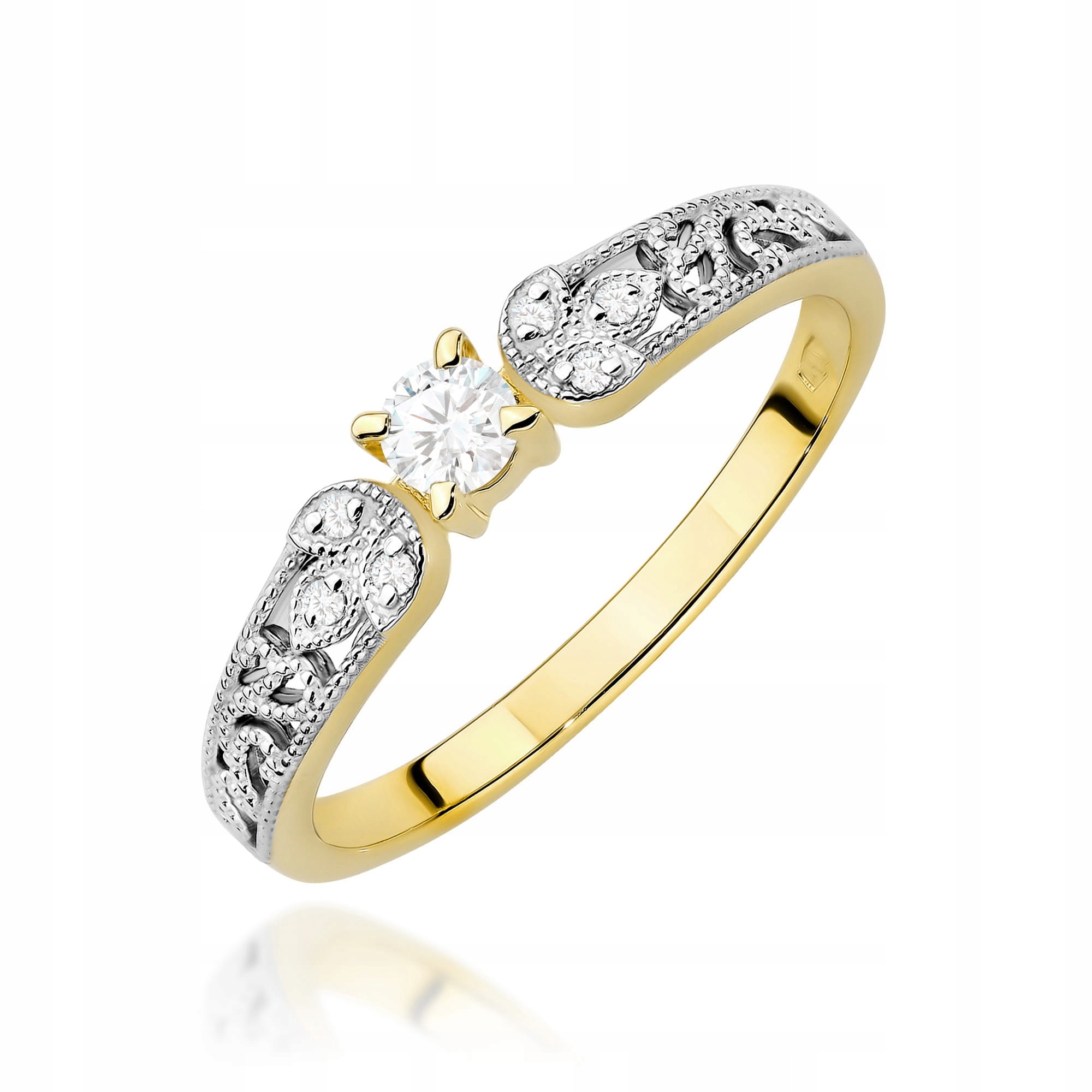 Zlatý prstýnek 585 s laboratorním diamantem 0.10 ct pro zásnuby, módní