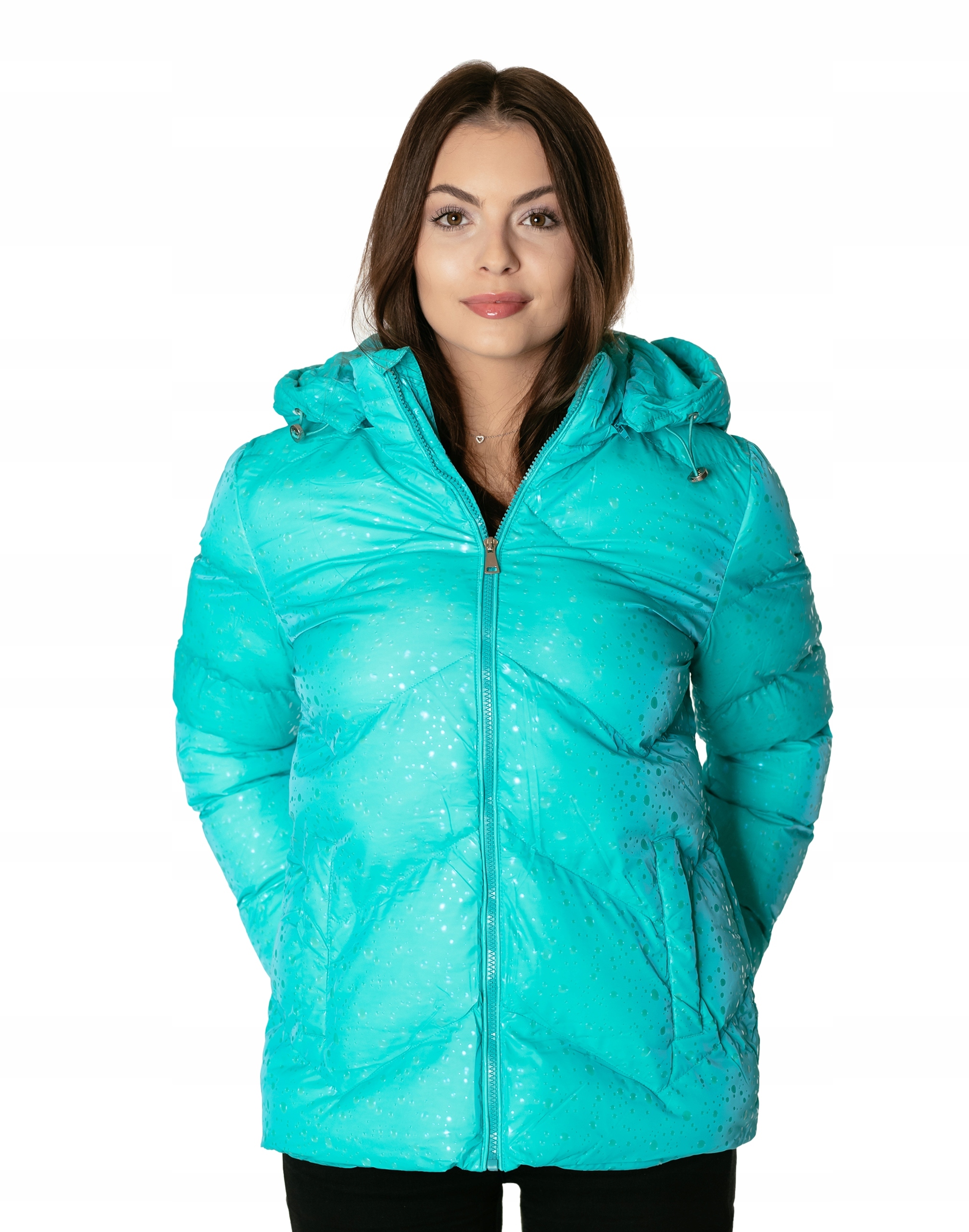 Teplá dámská zimní zateplená péřová bunda s prošíváním, zateplená, velikost 36031-4 XL