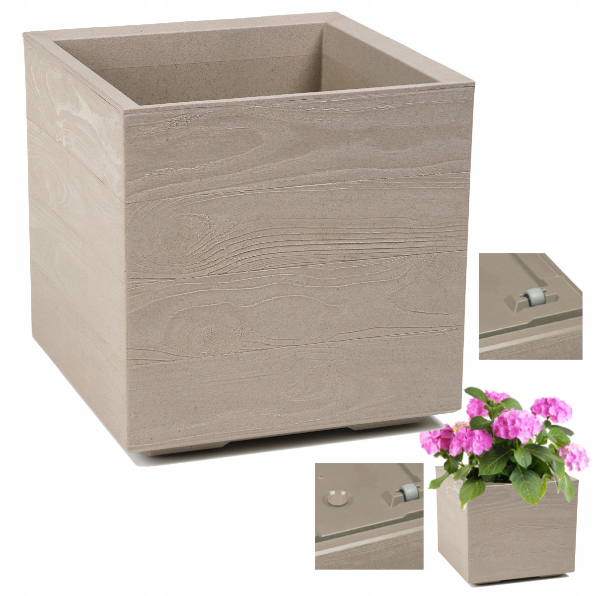 Doniczka na kółkach Karo Eco Coffee 40x40 Latte