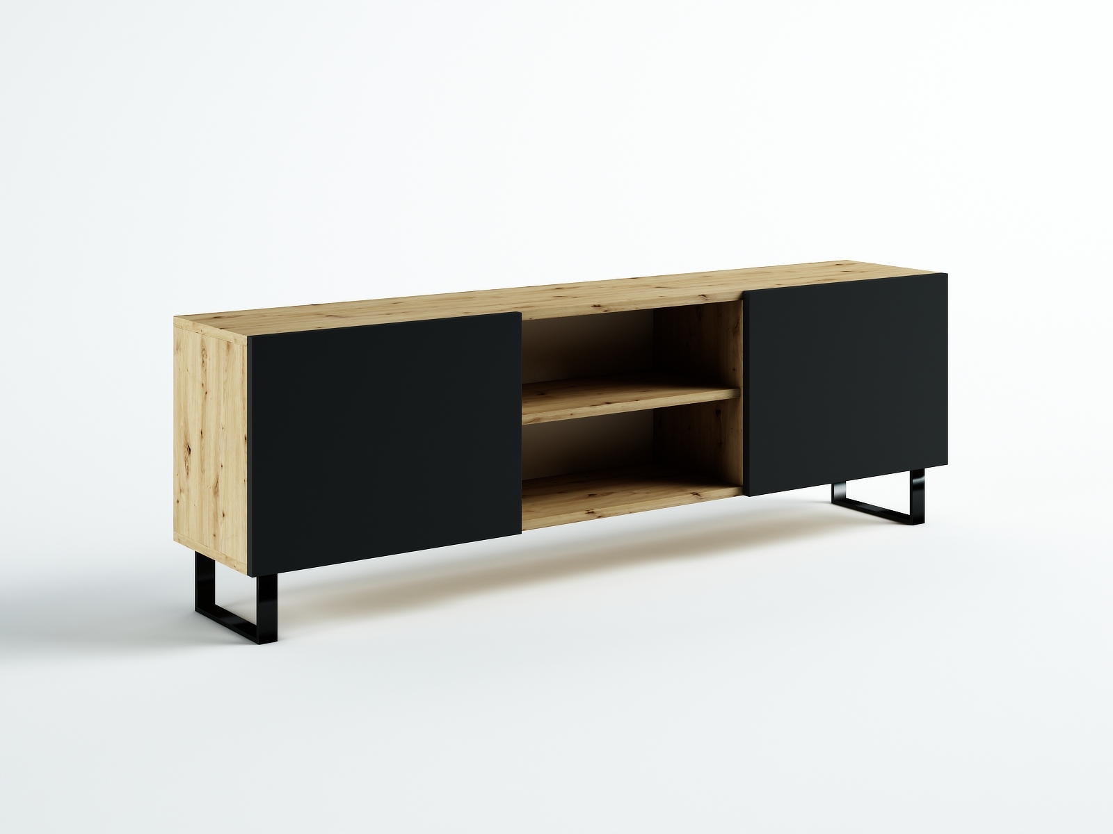 SZAFKA RTV LOFT 160 ARTISAN /CZARNY MAT WYSOKA