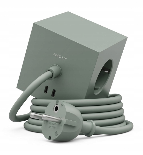 Avolt 3 gniazda 2x USB-C 1,8m Zielony