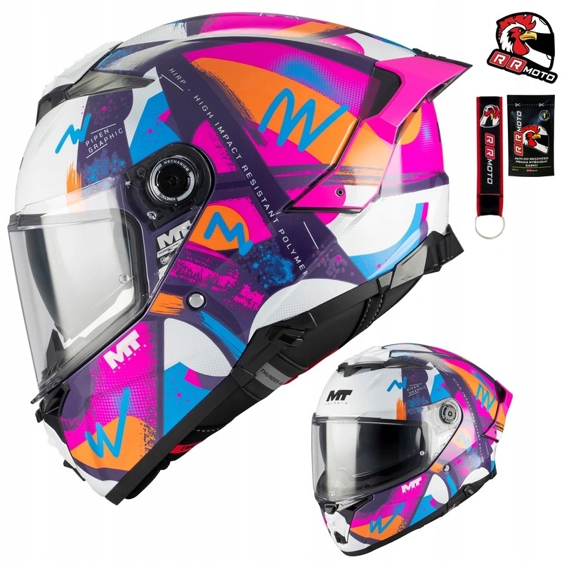 Dámska motocyklová prilba Mt Thunder 4 R Sv Pipen C8 Gloss ružová modrá