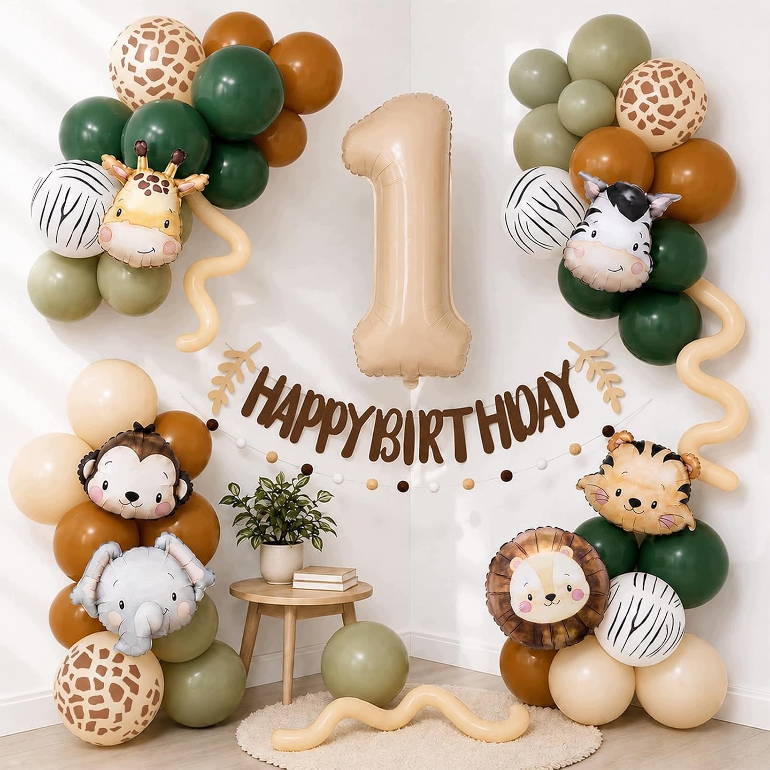 Balony dekoracyjne urodziny chłopca motyw dżungli safari 55 szt