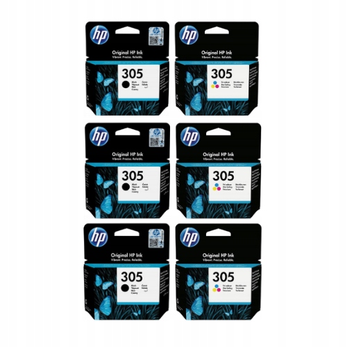 3x Tusz Hp 305 Czarny 3YM61AE 3x Tusz Hp 305 Kolor 3YM60AE