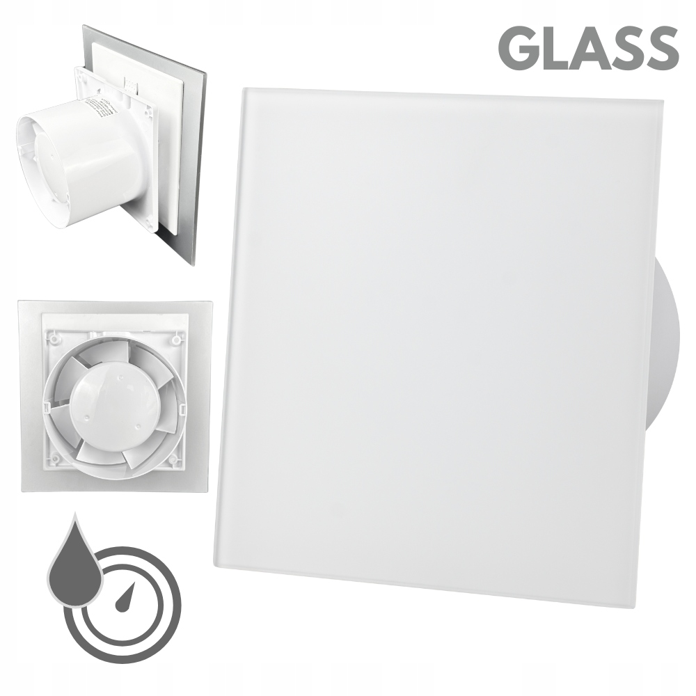 Wentylator łazienkowy Drim 100 (hs+ts) Szkło biały mat