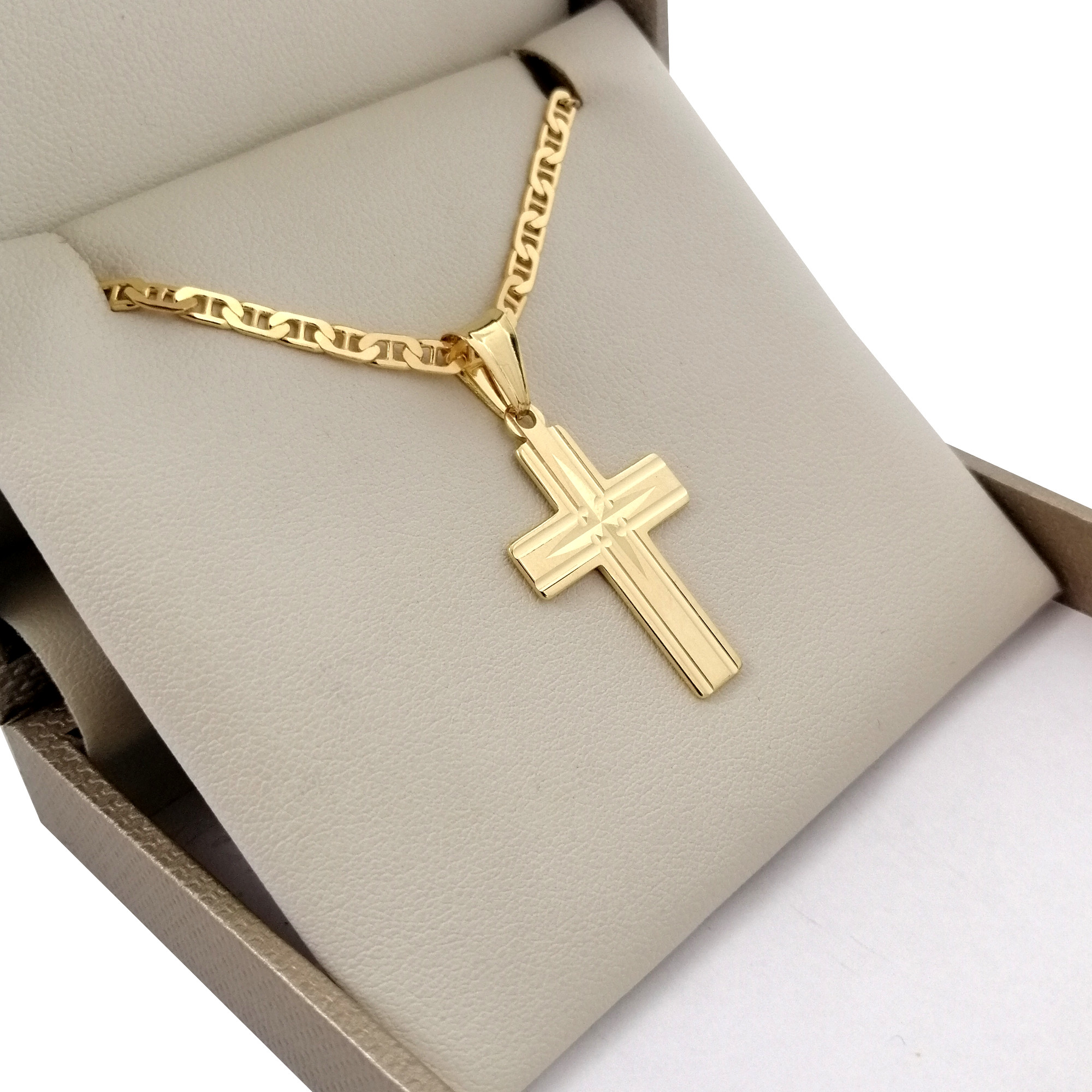 ZŁOTY NASZYJNIK Z KRZYŻYKIEM NA KOMUNIĘ 925+GRAWER NA CHRZEST, KOMUNIĘ Stan opakowania oryginalne