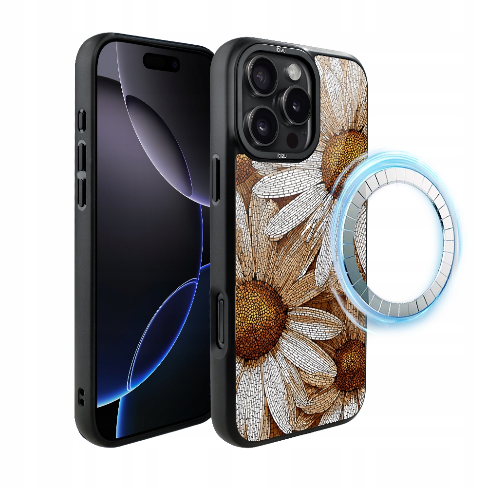 Pouzdro pro iPhone 16 Pro Max Ibizu DropGuard Matt s MagSafe, heřmánková mozaika