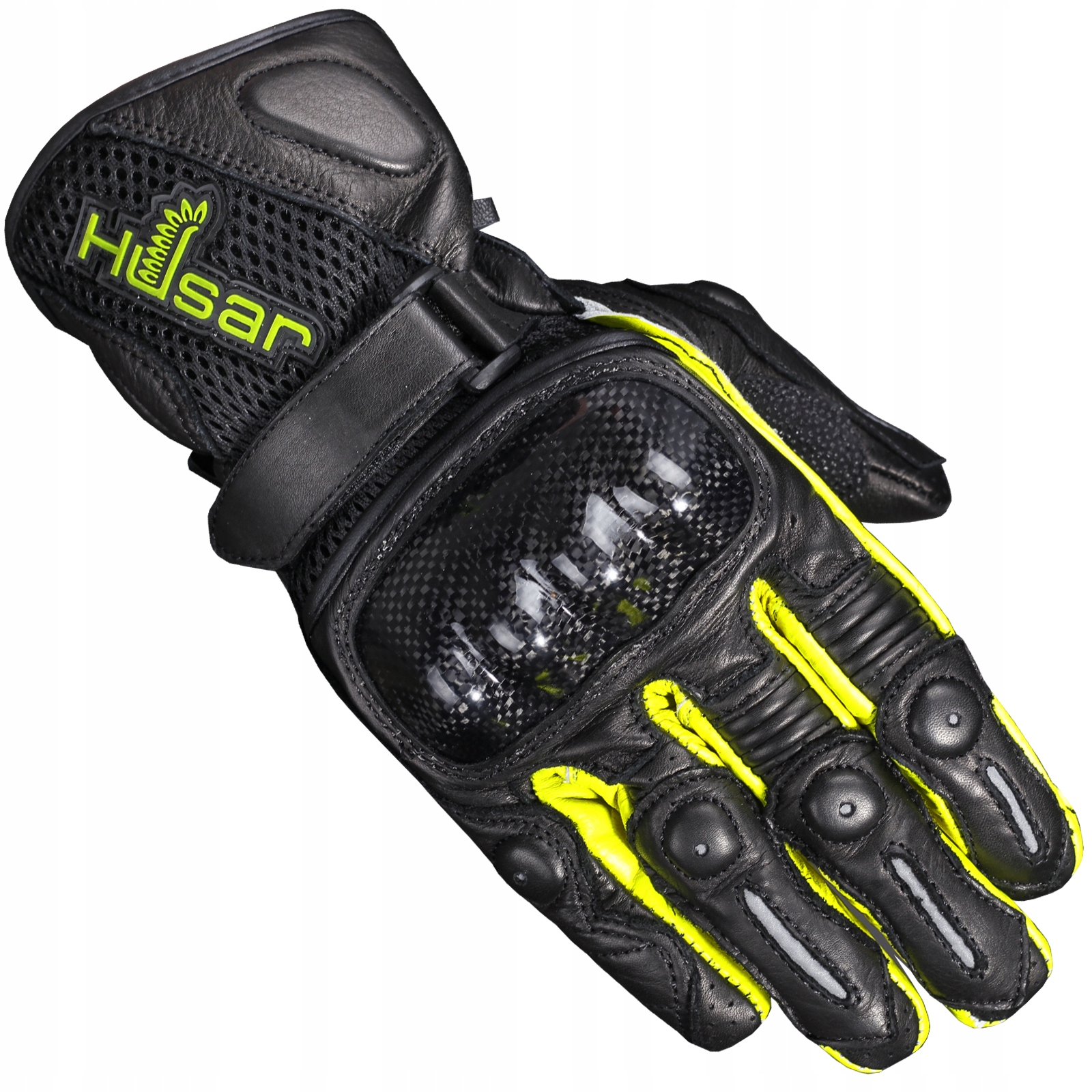

Rękawice Motocyklowe Skórzane Husar Pro Sx fluo