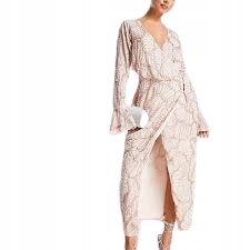 Shein Pudrová Šaty Sukně S Volánky Na Rukávech 46 Nme