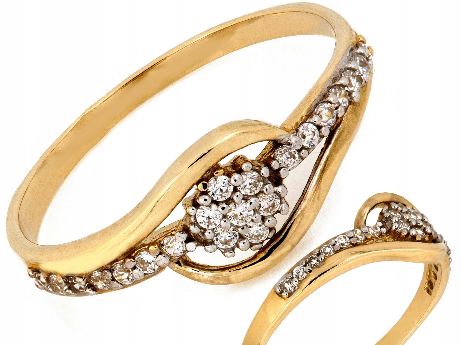 Ženský prstýnek ze zlata 585 s lesklou zirkonií a květinou, velikost 17