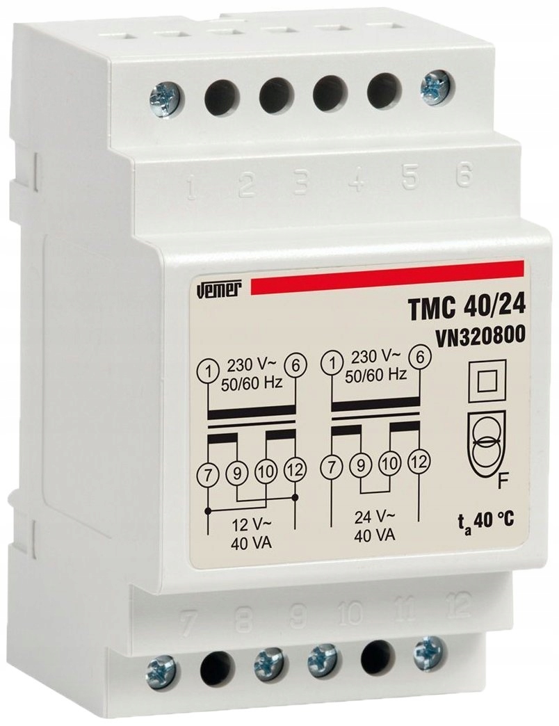 Transformátor Vemer VN320800 230 V/12-24 V Tmc 40/24
