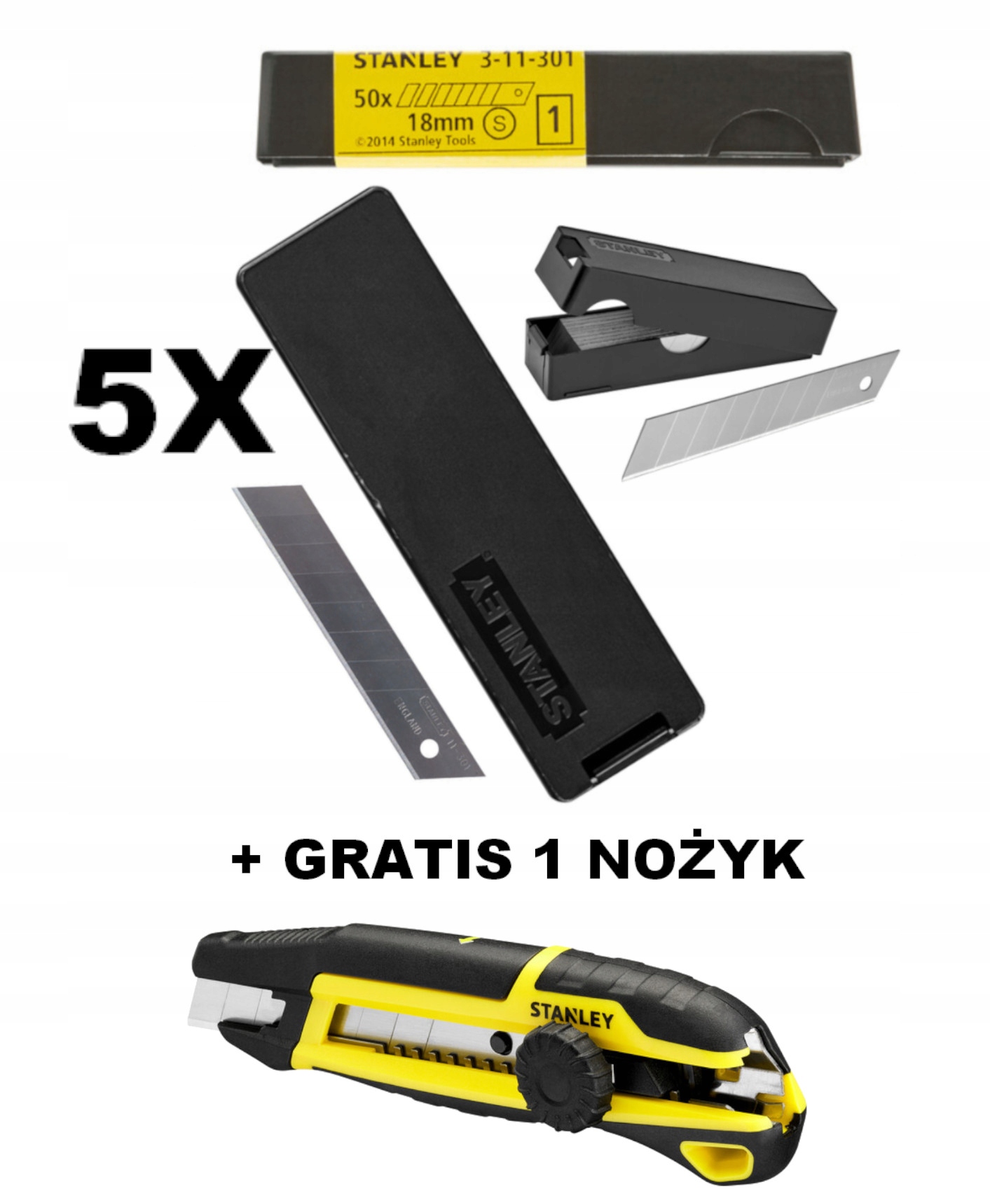 Stanley Sada 5 x 50 Kusů Čepelí 3-11-301 Nůž Bonus 10500 STA33500