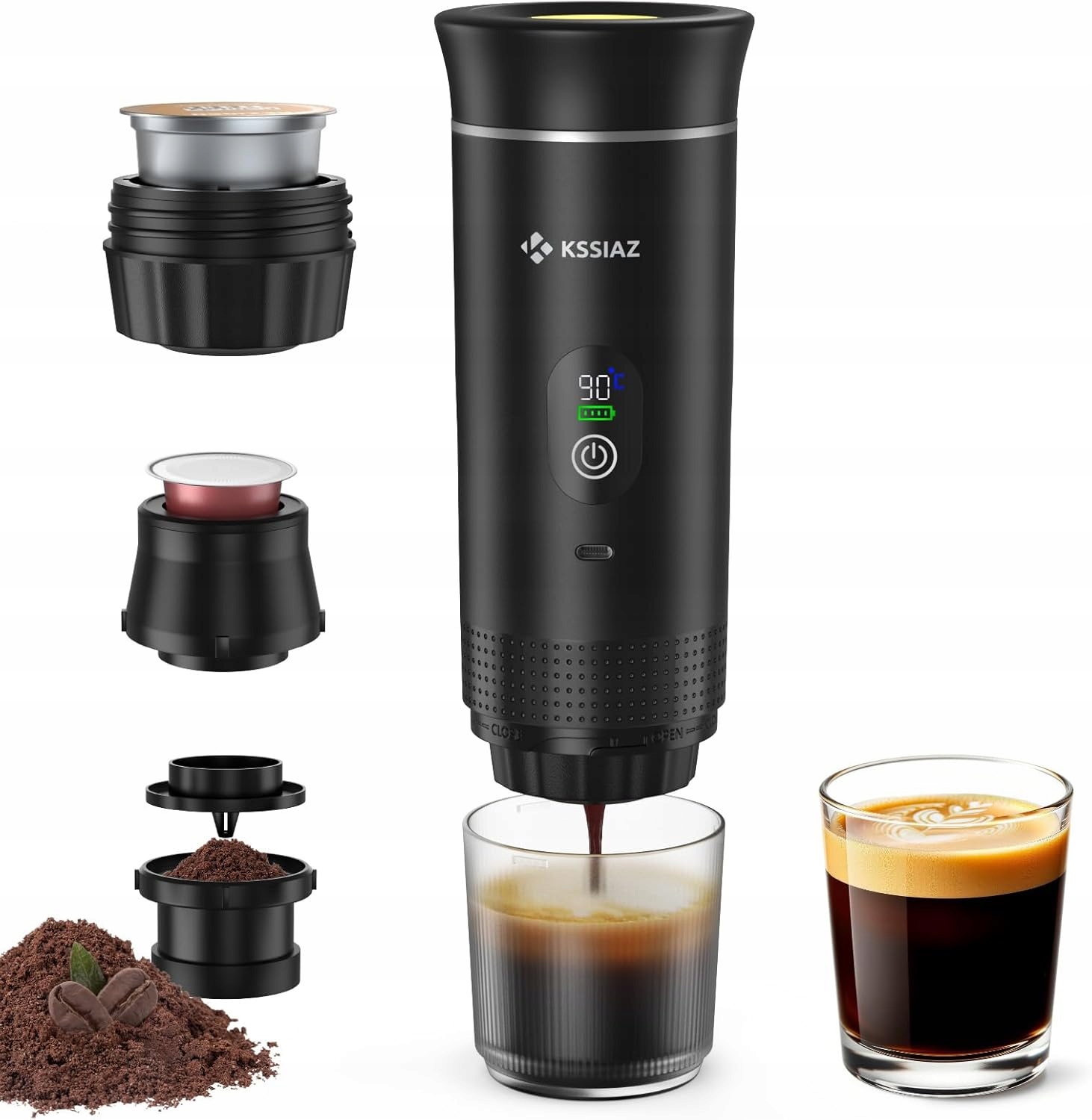 Přenosný kávovar, samoohřevný 20 barů, Kssiaz