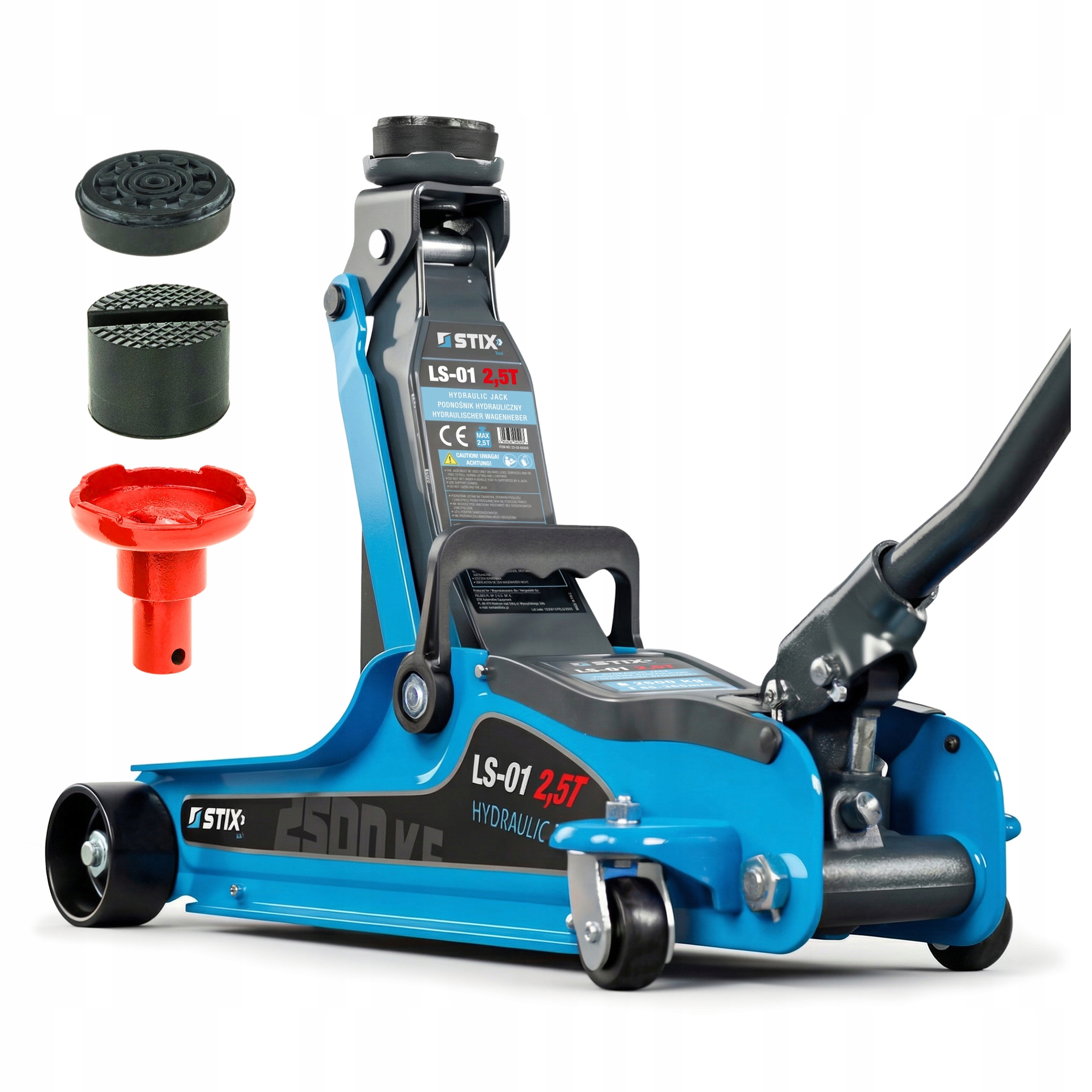 Podnośnik samochodowy ŻABA LS-01 2,5T, hydrauliczny lewarek 85-365mm - Stix