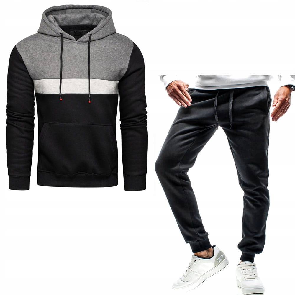 Teplákovka pánský komplet kalhot se stahovací šňůrkou a mikina s kapucí XL