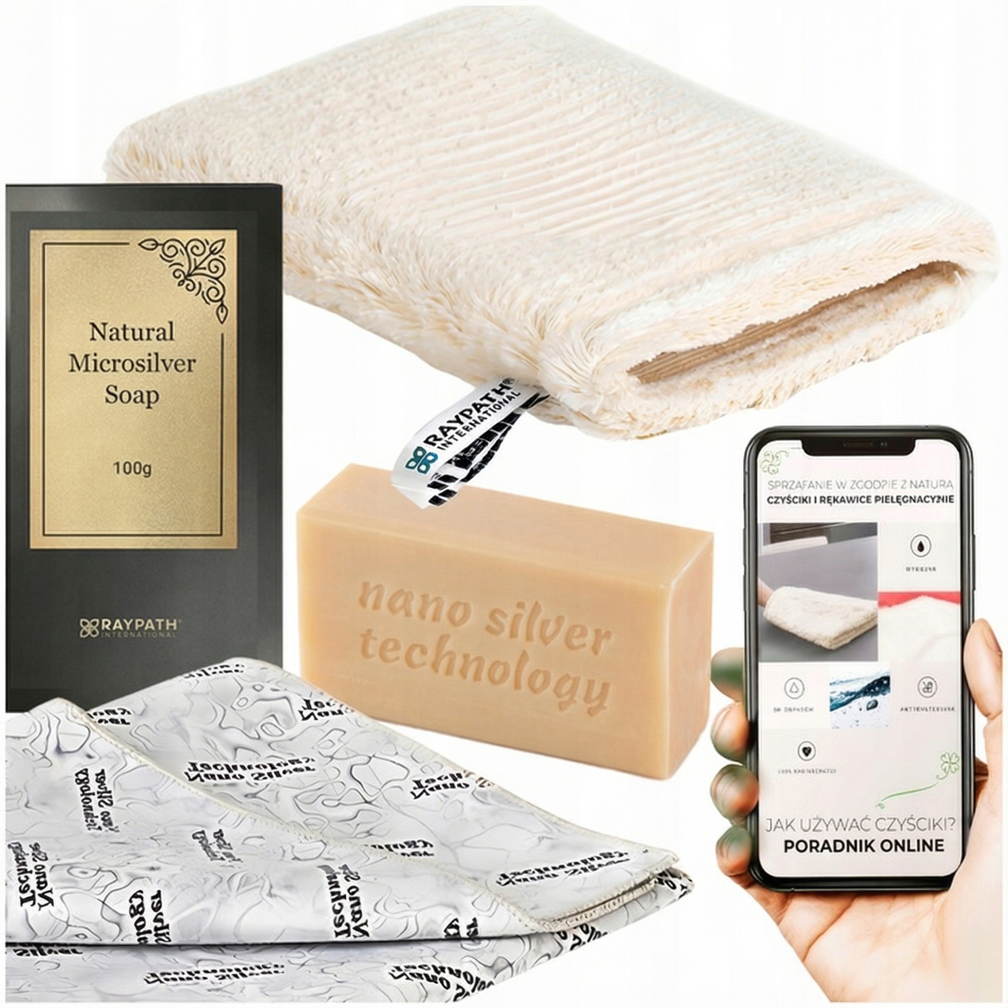 Levně Sada Raypath Rukavice Béžová Čistič Sunbeam Šedá Mýdlo Šedé Mýdlo