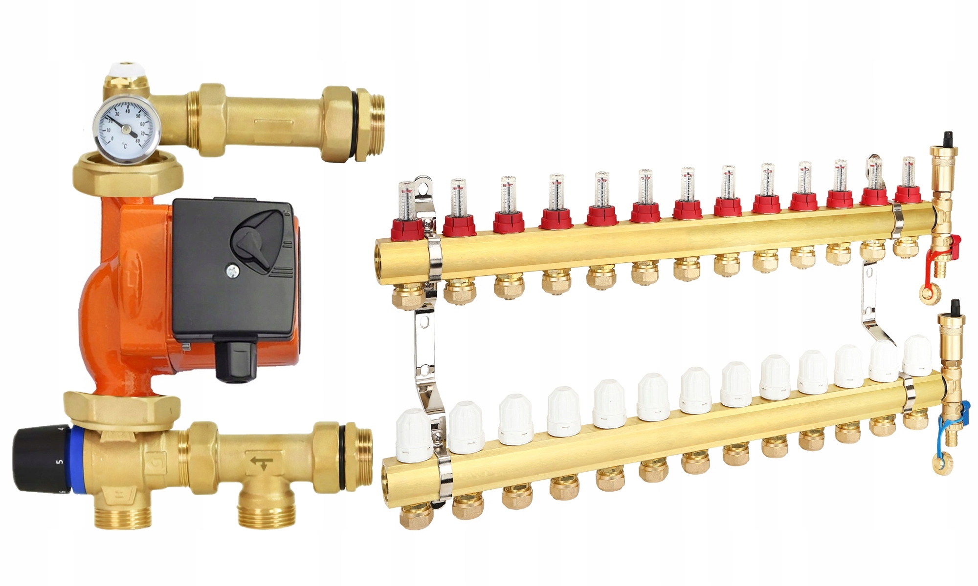 Rozdělovač 13 Okruhů Podlahového Vytápění Pro Podlahovou Krytinu, Čerpací Skupina