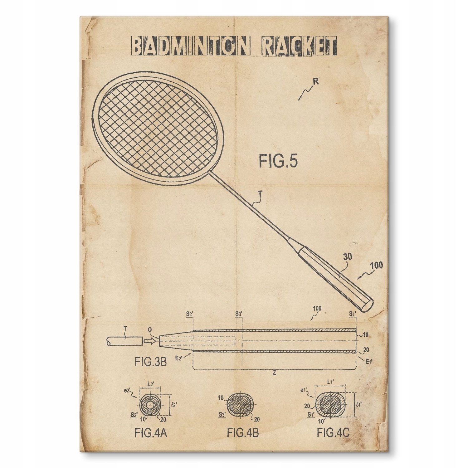 Kovový plakát Badmintonová raketa M